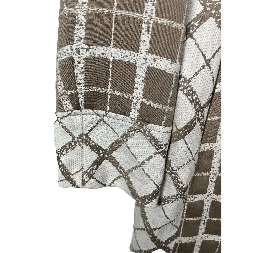 Dennis Basso Women's Plaid Button Front Topper Pockets Cream Tan Size‎ 8 NWT